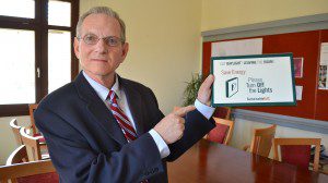 Mark Rauch displays a sustainability award that is to kick off soon